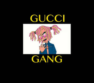 卡通角色，粉紅色辮子頭和太陽眼鏡，揮手並帶有 'GUCCI GANG' 文字。 — 黑幫 壁紙