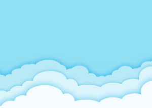 紙雕風格的雲朵漂浮在淺藍色天空中