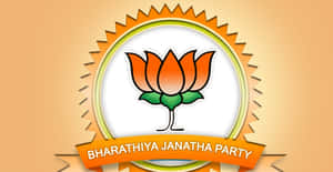 Bharatiya Janatha Party標誌，以橙色蓮花為特色，背景為太陽光。