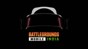 Battlegrounds Mobile India 的遊戲頭盔標誌，在黑色背景上帶有紅色點綴。