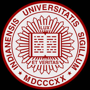 紅白大學印章，上面有打開的書和拉丁文格言，背景為黑色。