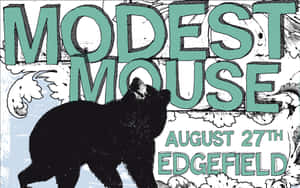 Modest Mouse音樂會海報文字下方的黑熊剪影（藍綠色）。 — 靚女gif 壁紙