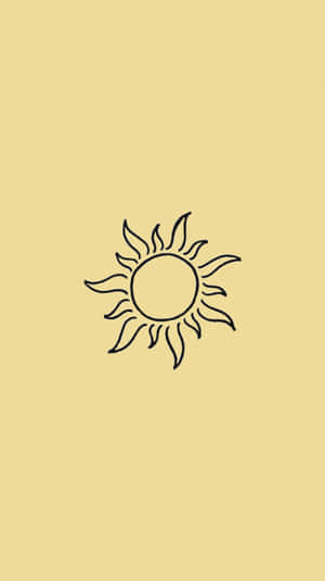 一個簡單的黑色線條太陽圖標，位於淡黃色背景上。