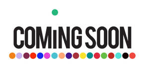 白色背景上，粗體黑色「COMING SOON」文字，上下有彩色圓點。