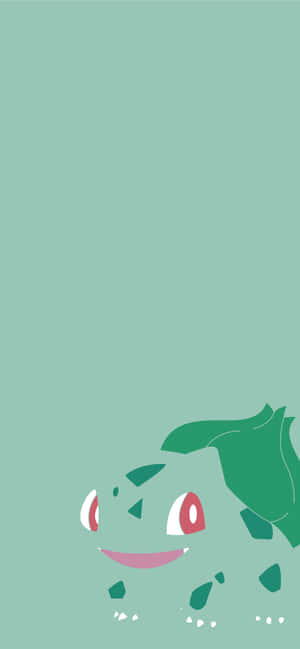 Bulbasaur 喺薄荷綠色背景底部向上微笑。 — Pixel 10 Pro XL 壁紙