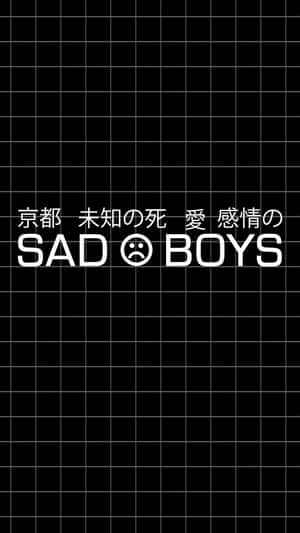 黑色背景帶白色網格和粗體文字，顯示 SAD BOYS 和日文字元。