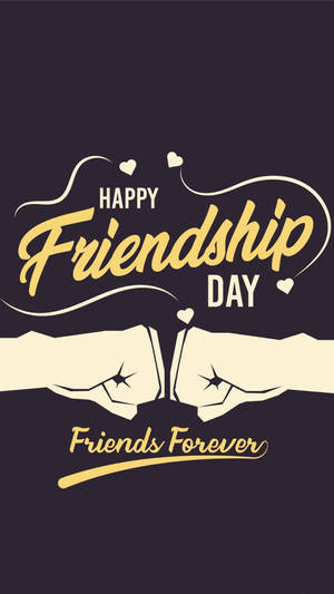 兩隻拳頭碰撞，帶有「Happy Friendship Day」文字和心形圖案。