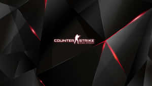 黑色幾何背景上帶有紅色亮點的Counter Strike Global Offensive標誌。 — 幾何 壁紙