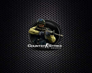 Counter-Strike Source 標誌，展示一名士兵瞄準步槍。