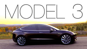 日落時分，黑色Tesla Model 3停泊在道路上，背景有秋天的丘陵。 — Tesla GIF 壁紙