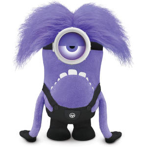 紫色Minion毛絨玩具，有蓬鬆的頭髮和一隻大眼睛。