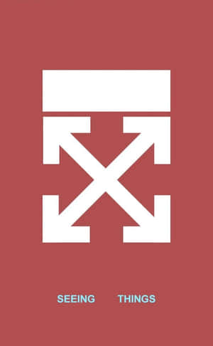 白色箭頭標誌在紅色背景上，文字seeing things