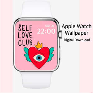 Apple Watch帶有自愛會嘅牆紙，上面有一個有翼同眼嘅心。