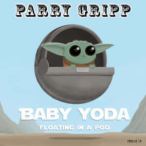 Baby Yoda 在沙漠景觀上方的漂浮莢艙中。 — 可愛的防彈少年團 壁紙