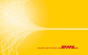 DHL標誌及標語excellence simply delivered，置於黃色抽象背景上。 — 火影忍者海報 壁紙