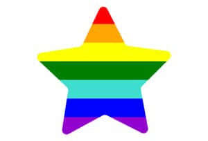 一顆帶有彩虹條紋的彩色星星，代表 LGBTQ 驕傲。
