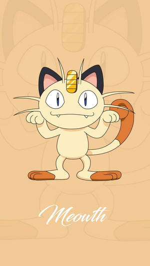 可愛的動畫喵喵角色站在米色背景上舉起爪子。