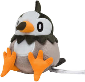 一個帶有橙色腳和喙的 Piplup 寶可夢毛絨玩具。 — 可愛 壁紙