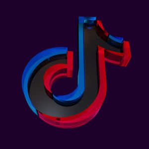 帶有紅色和藍色霓虹燈高光的3D TikTok標誌，背景為深紫色。 — TikTok GIF 壁紙