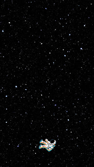 一個卡通太空人在佈滿星星的虛空中漂流。