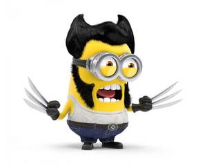 打扮成狼人Wolverine的Minion，有爪、黑色頭髮和鬍鬚。 — 彼思 壁紙