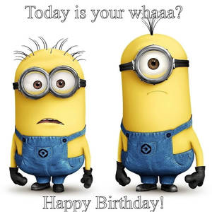 兩個Minions上下有文字慶祝生日。