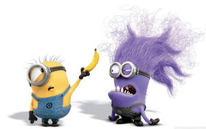 兩個Minions，一個黃色拿著香蕉，另一個紫色頭髮凌亂