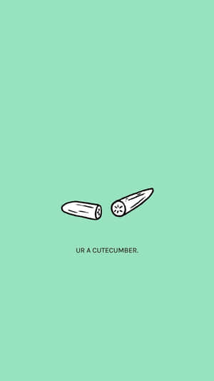 兩個卡通青瓜半邊，在薄荷綠色背景上帶有文字 ur a cutecucumber