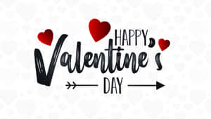 白色背景上帶有紅色心形和箭頭的Happy Valentine's Day訊息。