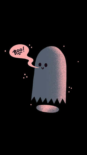 一個可愛的鬼魂，帶有粉紅色對話框說「boo」，在黑色背景上。 — 幽靈 壁紙