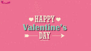 粉紅色背景上帶有心形和箭頭的Happy Valentine's Day祝福語。 — 可愛情人節gif 壁紙