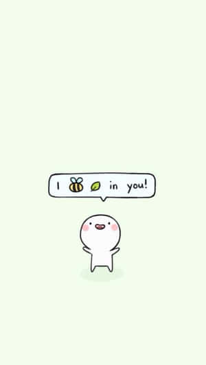 一個可愛的白色角色說出「I bee in you!」，並帶有蜜蜂和葉子圖標。