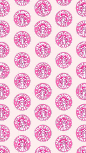 粉紅色Starbucks標誌圖案在胭脂色背景上 — 粉彩粉紅色 壁紙