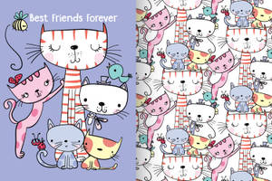 可愛的卡通貓咪與朋友以「Best Friends Forever」文字慶祝友誼。 — Hello kitty 美學 GIF 壁紙