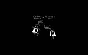 兩個火柴人，分別標記為Captain Optimism和Pessimistic Man，帶有對比的對話氣泡。 — 卡通 壁紙
