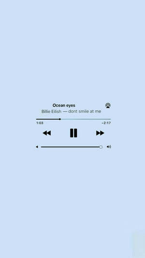 簡約音樂播放器顯示Billie Eilish Ocean Eyes曲目進度。