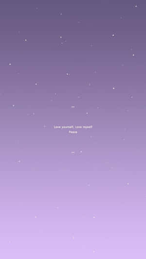 紫色夜空，星星和文字：愛自己 愛我 和平 — 淺紫色動態圖片 壁紙