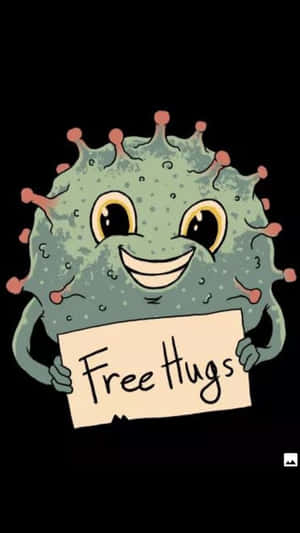 一個微笑的卡通病毒舉著「Free Hugs」牌子。 — 火影忍者海報 壁紙