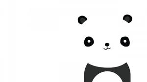 風格化的熊貓臉，黑色眼睛、鼻子和耳朵，白色背景 — 微笑 壁紙
