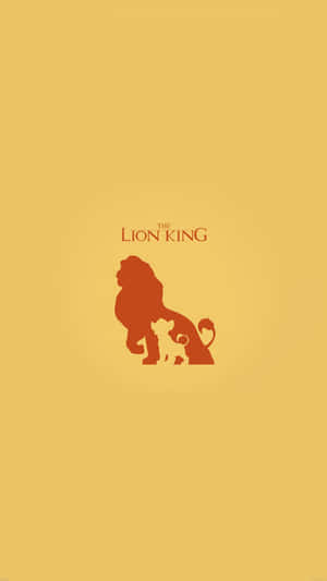 The Lion King標誌，黃色背景上帶有紅色成年獅子和幼獅剪影。