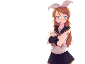 動漫女孩，橙色頭髮，兔耳朵，穿著水手服，雙臂交叉。 — 兔子 壁紙