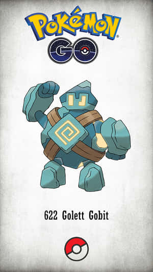 來自Pokémon Go的藍色岩石寶可夢Golett Gobit，拳頭高舉。 — 黃色 壁紙