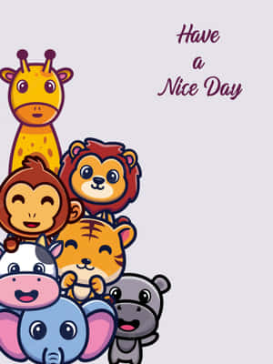 一群微笑的卡通動物，帶有「Have a Nice Day」訊息。