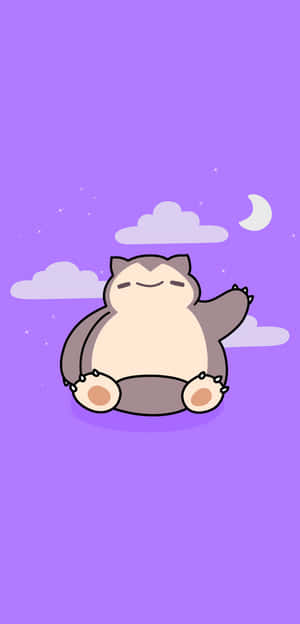 卡比獸在紫色背景上的月亮和星星下睡覺。