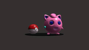 粉紅色Jigglypuff和Poké Ball在深色平台上