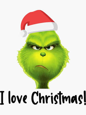 聖誕怪傑戴聖誕老人帽，憤怒面容，文字 I love Christmas! — 鬼靈精 GIF 壁紙