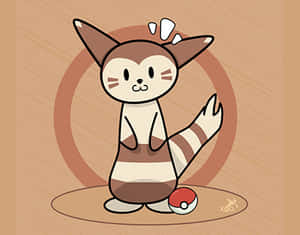 一隻卡通 Rattata 站在一個圓形平台上，旁邊有一個精靈球。