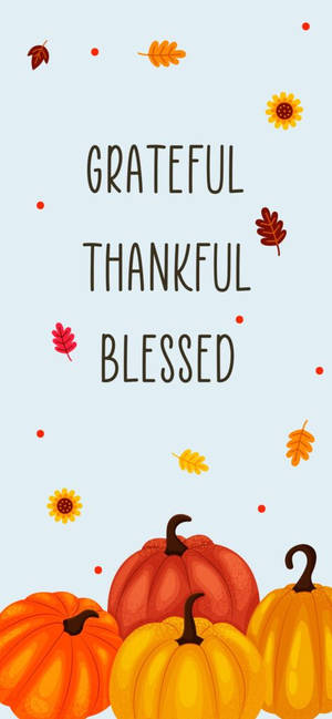 南瓜和葉子，帶有秋季的thankful grateful blessed文字