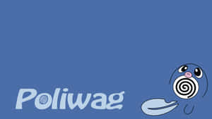 Poliwag Pokémon角色，有螺旋形嘴巴，喺藍色背景上。