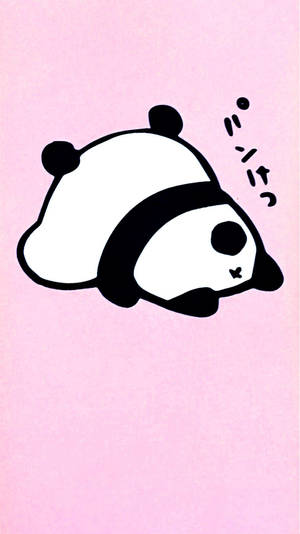 在粉紅色背景上睡覺的卡通熊貓，帶有日語音效。 — 熊貓 壁紙